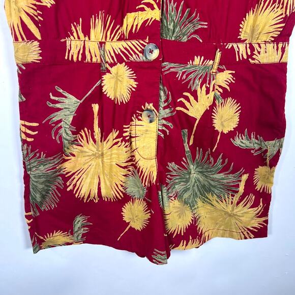 Free People Women's Malibu Hawaiian Romper M Maroon Combo Cotton Tropical - Picture 8 of 13